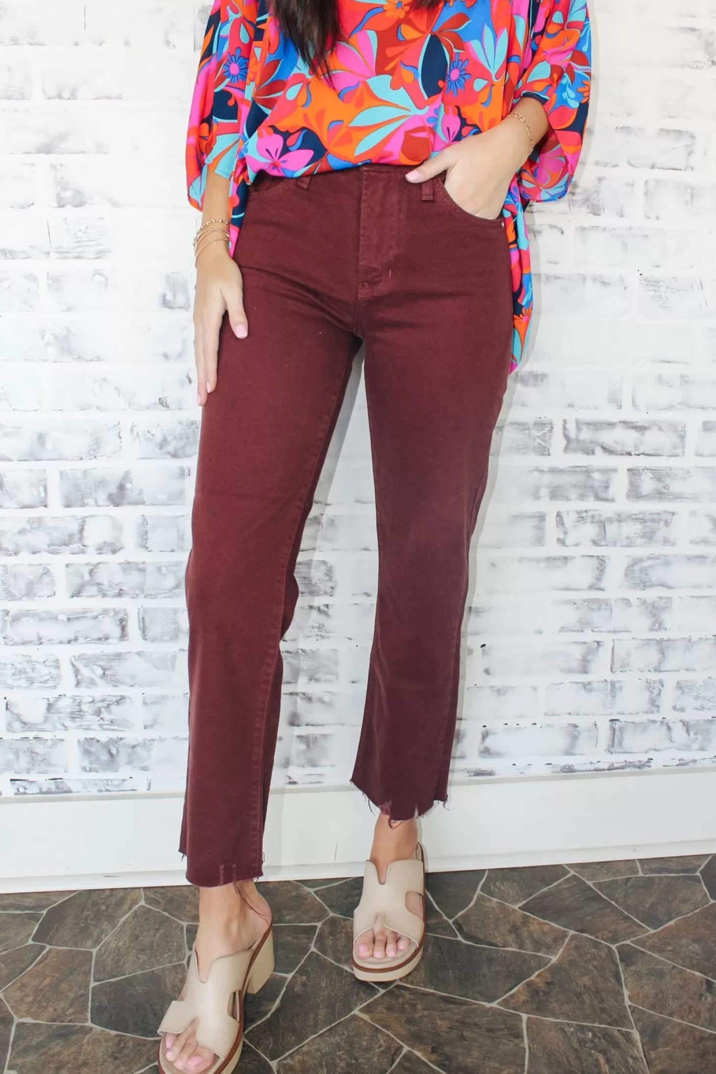 Allie Lynn's Boutique Pants<Jbd Hr Vintage Straight Jeans "Burgundy"