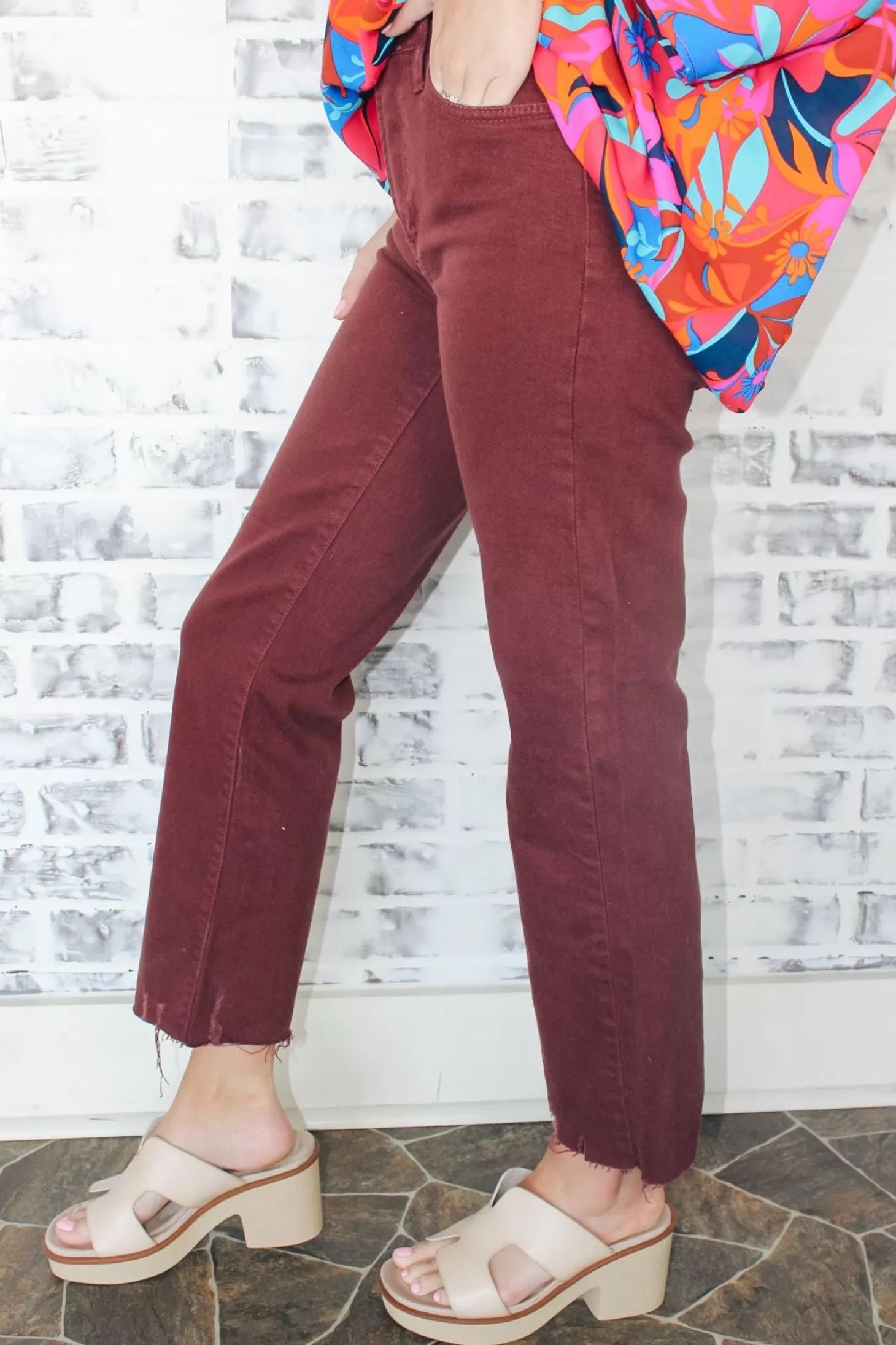 Allie Lynn's Boutique Pants<Jbd Hr Vintage Straight Jeans "Burgundy"