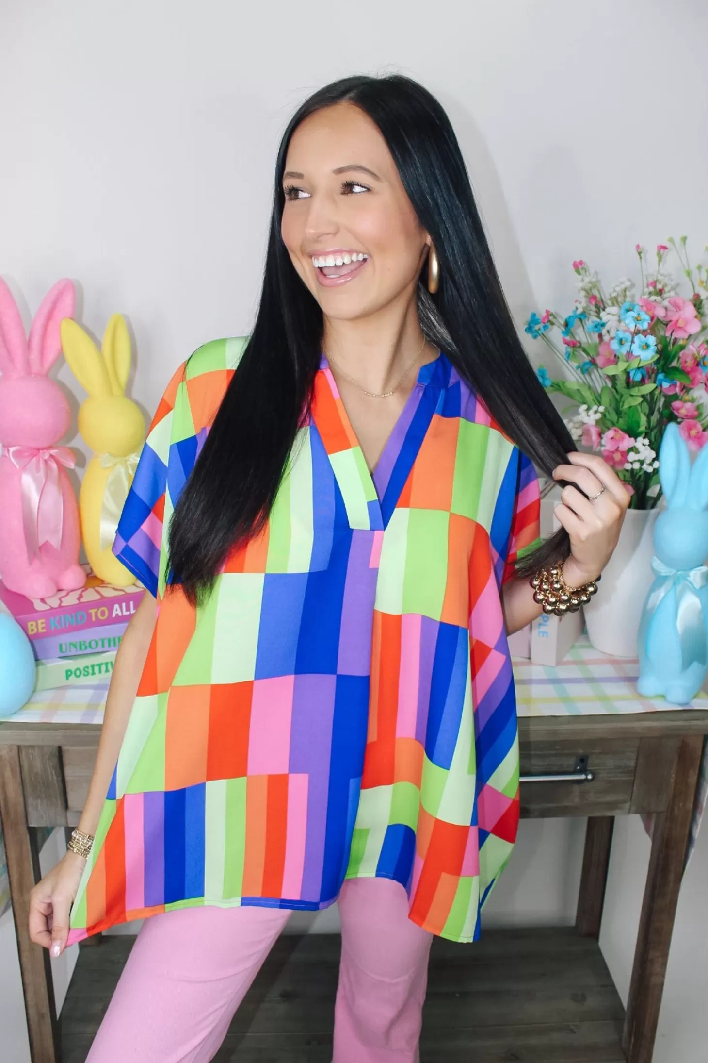 Allie Lynn's Boutique In Full Bloom<Multi Colorblock Oversized Top