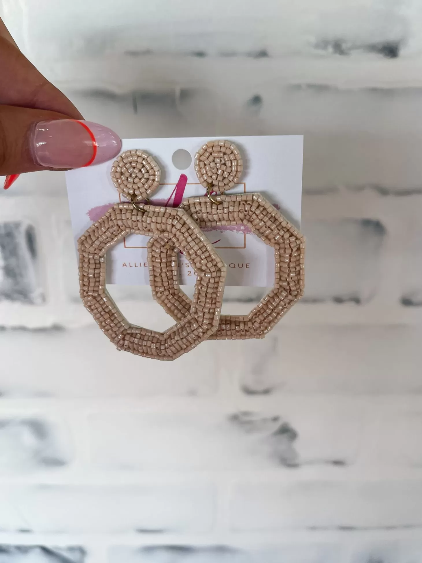 Allie Lynn's Boutique Jewelry<Octagon Color Pop Earrings "Tan"